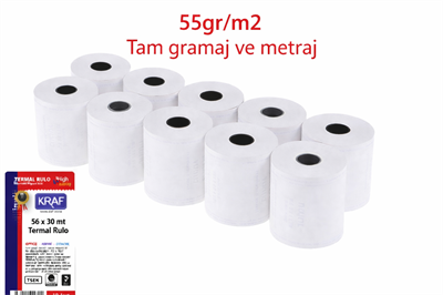 Kraf-Kraf Pos Rulosu Termal 56mm X 30m - 10 Adet