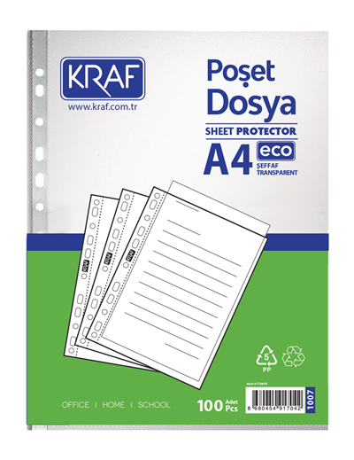 Kraf-KRAF Poşet Dosya A4 Eco 100 lü 1007