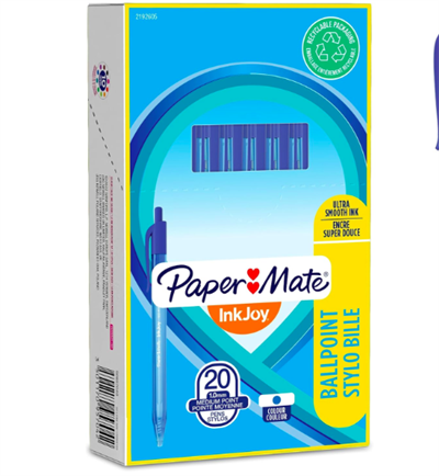 Paper İnkjoy Basmalı Tükenmez Kalem Mavi - Kutu - 20 Adet