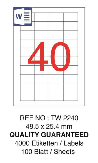 Tanex Tw-2240 Yazıcı Etiketi 48.5 X 25.4 Mm Beyaz 100 LÜ