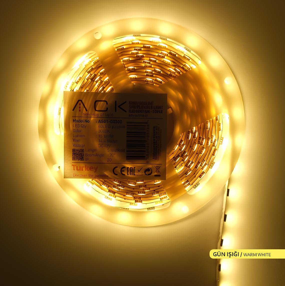 Ack 10 W 3 Çip 60 Led'li Şerit Led Gün Işığı AS01-00300