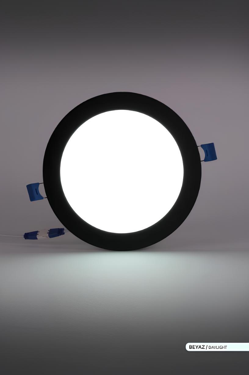 Ack 12 Watt Siyah Kasa Sıva Altı Yuvarlak Led Panel Beyaz Işık AP01-01231
