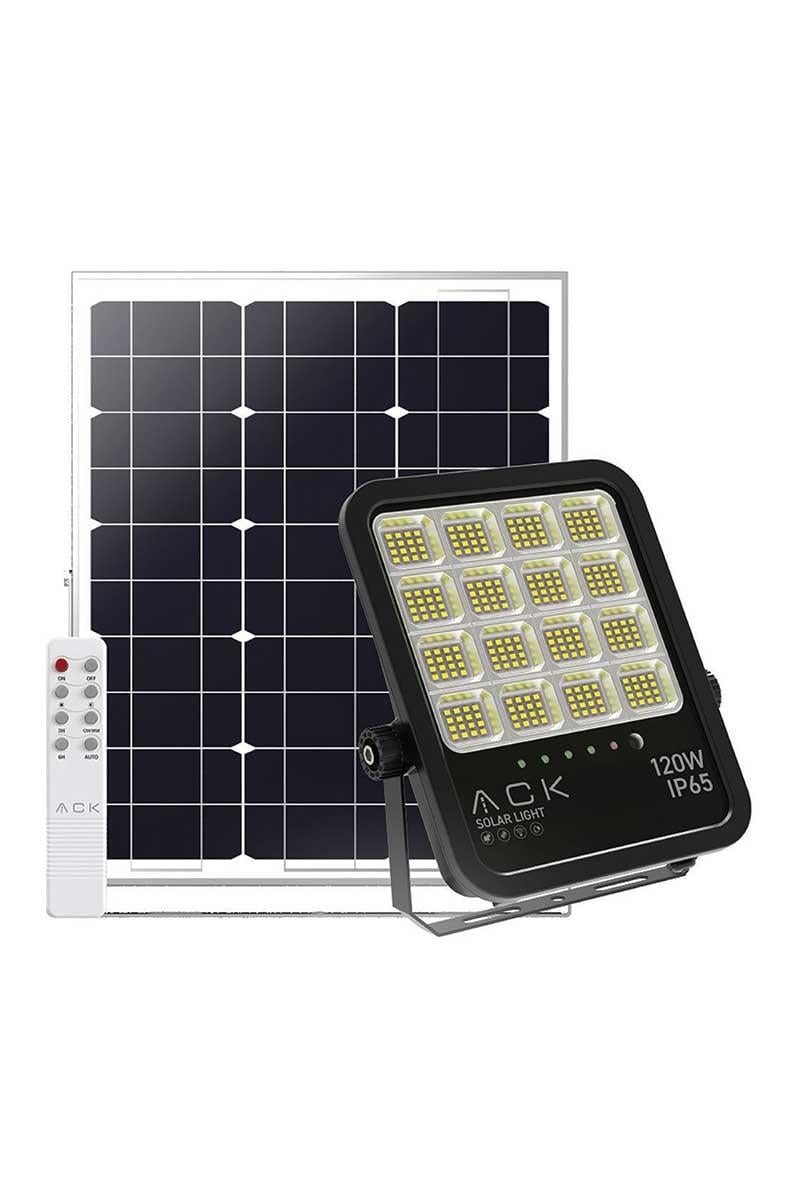 Ack 120 W Kumandalı Solar Led Projektör Siyah Kasa 3 Renk Işık AT66-19192