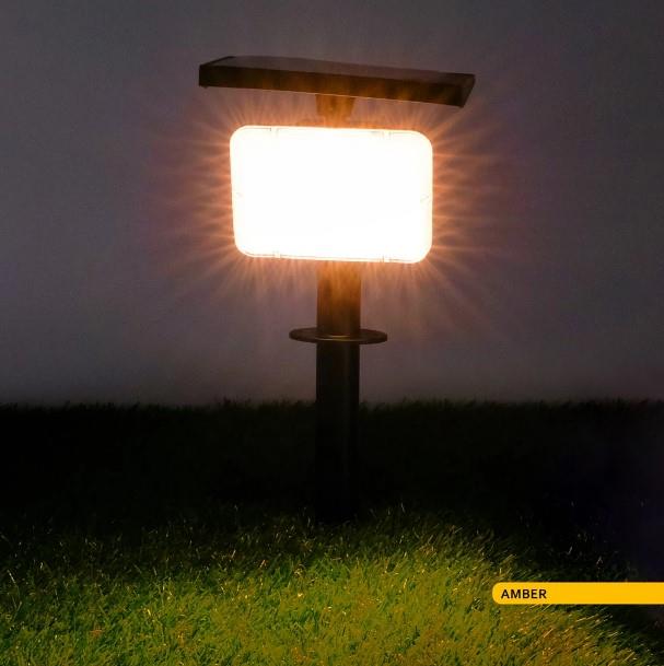 Ack 14 cm Solar Pc Led Bahçe Armatürü Siyah Kasa Amber Işık AG60-01881