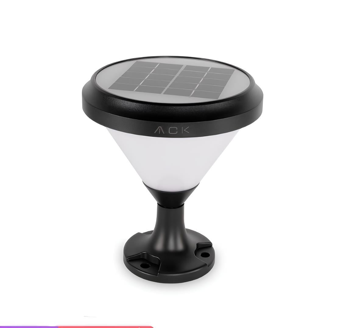 Ack 18 cm Solar Pc Led Bahçe Armatürü Siyah Kasa Beyaz Işık AG60-07831
