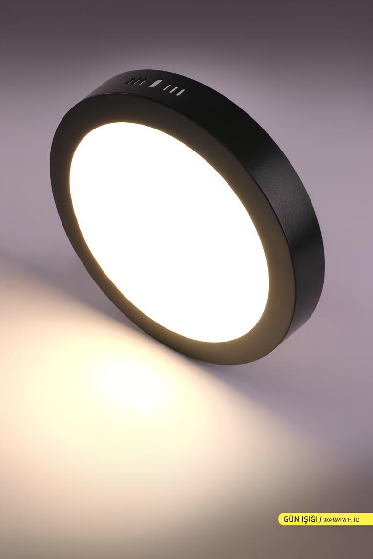 Ack 18 Watt Siyah Kasa Sıva Üstü Yuvarlak Led Panel Gün Işığı AP03-01801