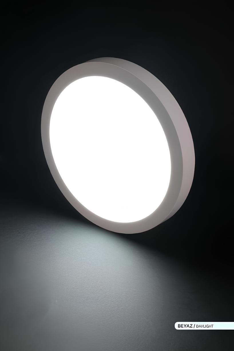 Ack 24 Watt Beyaz Kasa Sıva Üstü Yuvarlak Led Panel Beyaz Işık AP03-02430