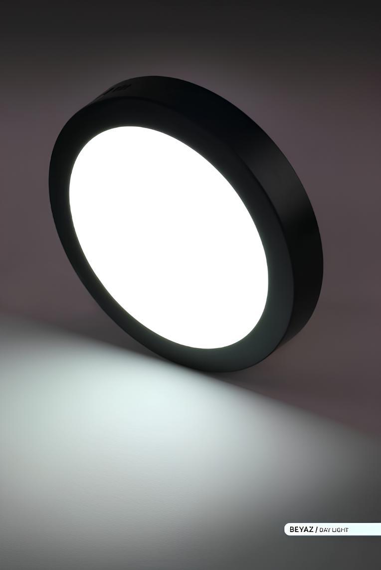 Ack 24 Watt Siyah Kasa Sıva Üstü Yuvarlak Led Panel Beyaz Işık AP03-02431