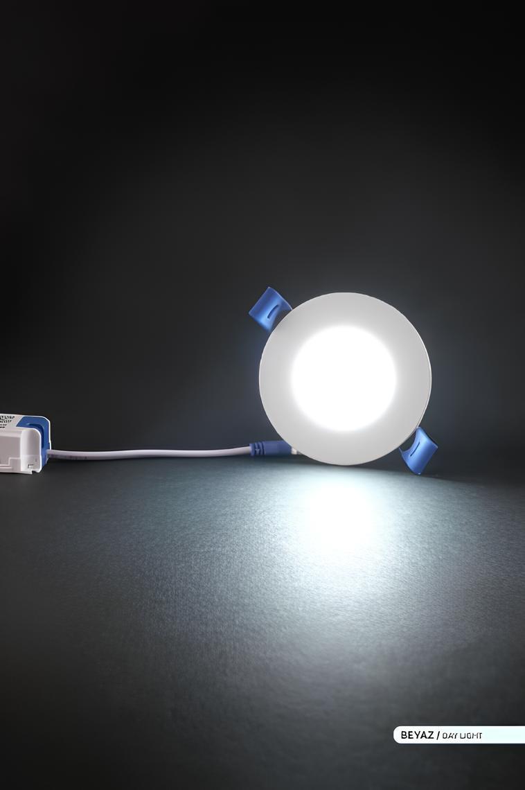 Ack 3 Watt Beyaz Kasa Sıva Altı Yuvarlak Led Panel Beyaz Işık AP01-00330