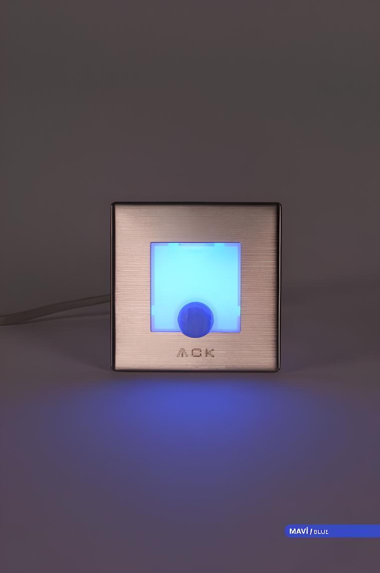 Ack 5 cm Sensörlü Kare Led Merdiven Duvar Armatürü Mavi Işık AH07-00864