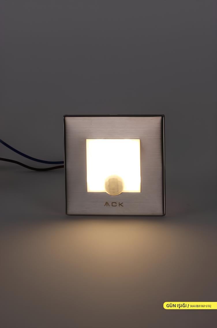Ack 5 cm Sensörlü Kare Led Merdiven Duvar Armatürü Gün Işığı AH07-00804