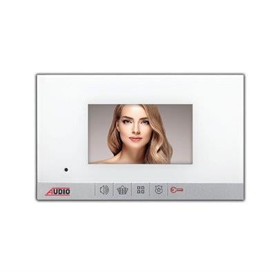 Audio 001198B 4.3 İnç Mekanik Butonlu Modern Bas Konuş Görüntülü Diafon Beyaz