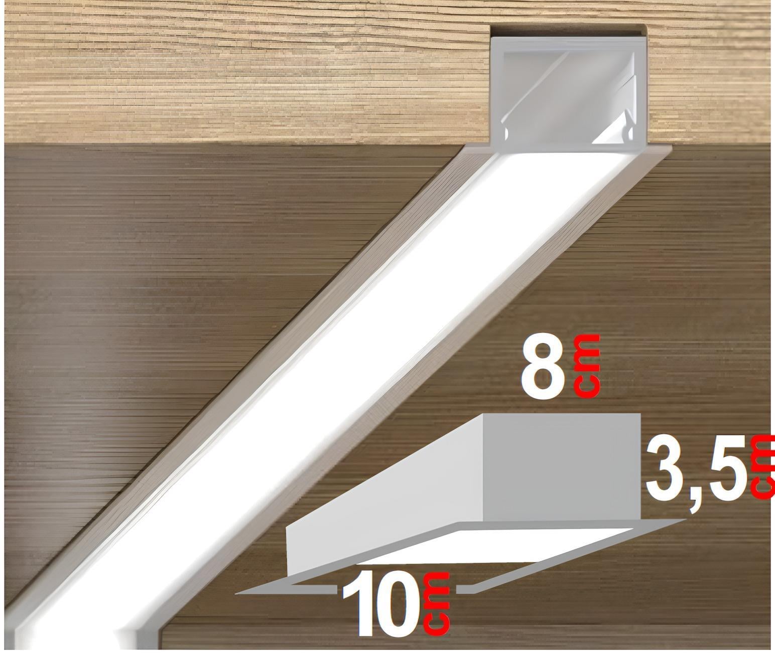 Sıva Altı Linear Armatür Gri Kasa Beyaz Işık