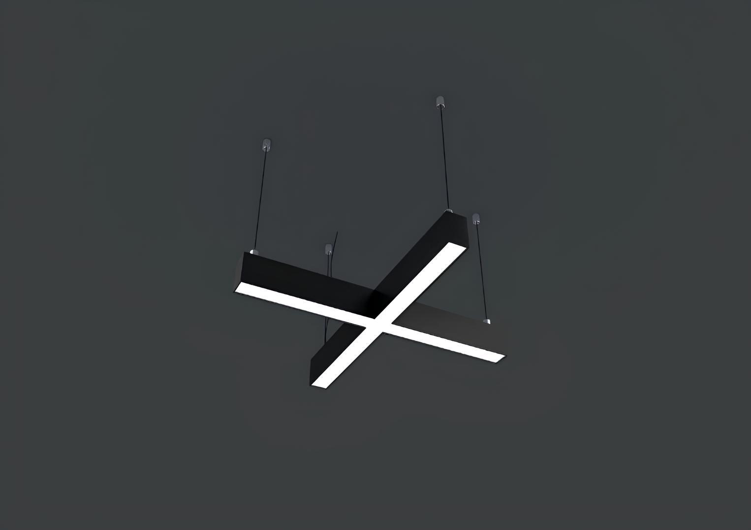 Sıva Üstü X Harfi Linear Armatür Siyah Kasa Beyaz Işık