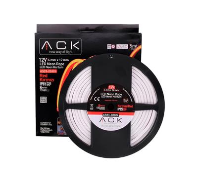 Ack 12V Led Neon Hortum Kırmızı Işık AS03-00604