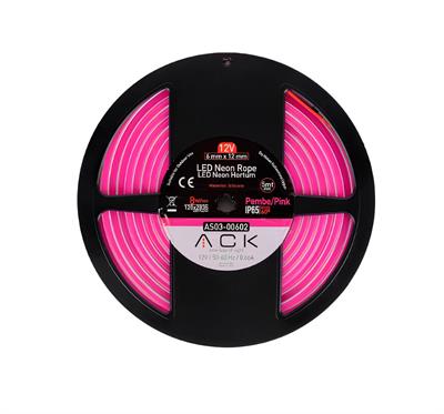 Ack 12V Led Neon Hortum Pembe Işık AS03-00602