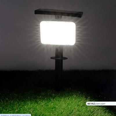 Ack 14 cm Solar Pc Led Bahçe Armatürü Siyah Kasa Beyaz Işık AG60-01831