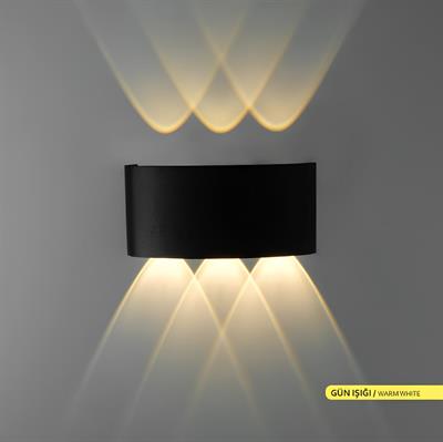 Ack 17 cm Çift Yönlü Led Duvar Apliği Siyah Kasa Gün Işığı AH07-07201