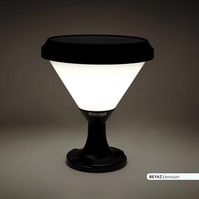 Ack 18 cm Solar Pc Led Bahçe Armatürü Siyah Kasa Beyaz Işık AG60-07831