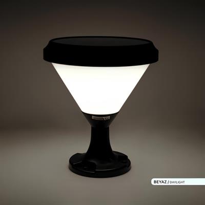 Ack 18 cm Solar Pc Led Bahçe Armatürü Siyah Kasa Beyaz Işık AG60-07831