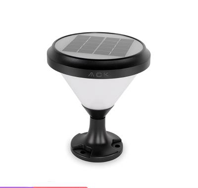 Ack 18 cm Solar Pc Led Bahçe Armatürü Siyah Kasa Beyaz Işık AG60-07831