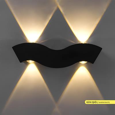 Ack 22 cm Çift Yönlü Led Duvar Apliği Siyah Kasa Gün Işığı AH07-07501