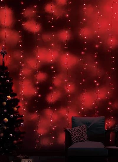 Ack 23W 2 Metre Süsleme Işıklı Perde Led Kırmızı Işık AS90-00504