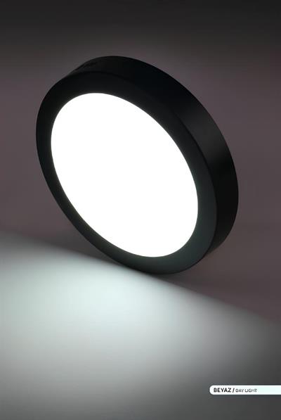 Ack 24 Watt Siyah Kasa Sıva Üstü Yuvarlak Led Panel Beyaz Işık AP03-02431