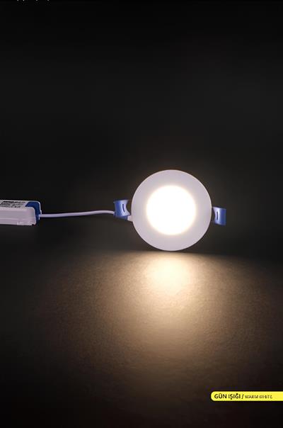 Ack 3 Watt Beyaz Kasa Sıva Altı Yuvarlak Led Panel Gün Işığı AP01-00300