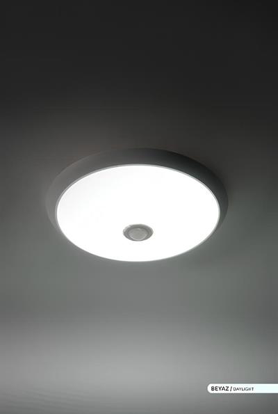 Ack 30 cm Sensörlü Led Tavan Armatürü Beyaz Kasa Beyaz Işık AC17-00130