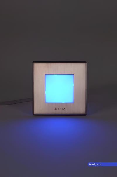 Ack 5 cm Kare Led Merdiven Duvar Armatürü Mavi Işık AH07-00964