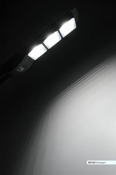 Ack Solar 180 Ledli Sokak Armatürü Siyah Kasa Beyaz Işık AT42-09031