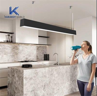 Sıva Üstü Linear Armatür Siyah Kasa Beyaz Işık