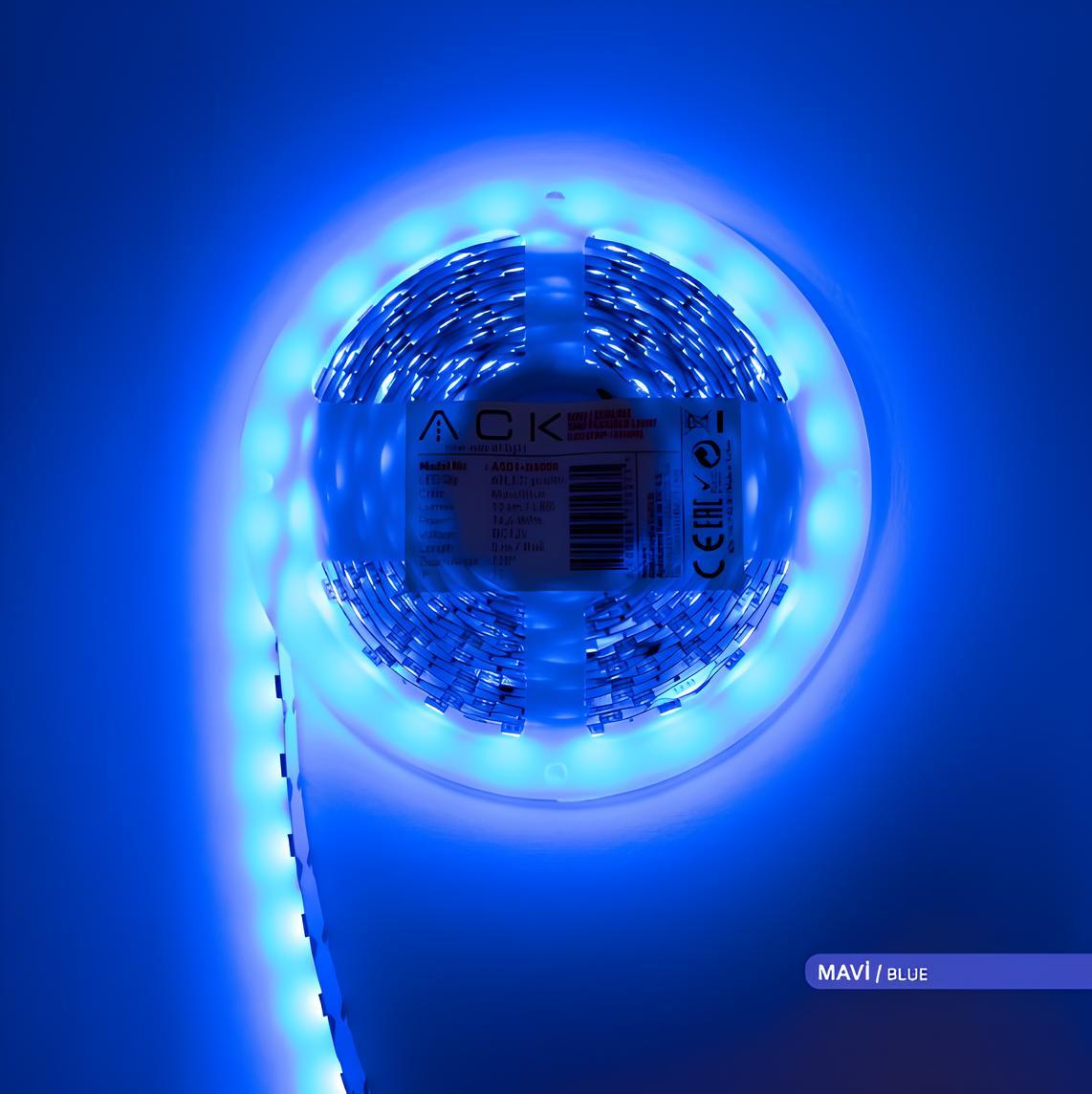 Ack 10 W 3 Çip 60 Led'li Şerit Led Mavi Işık AS01-00306