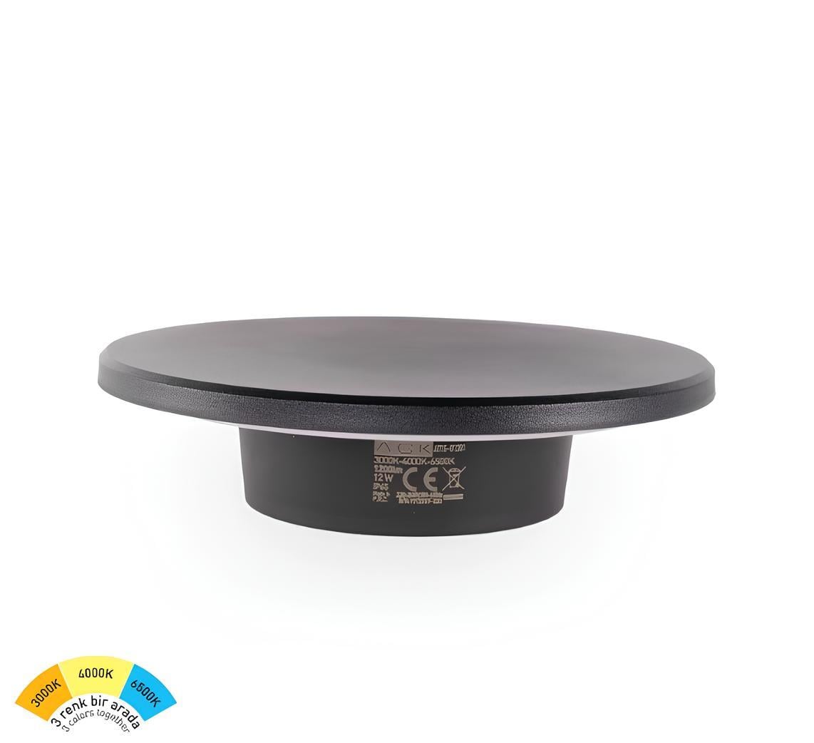 Ack 18 cm 3 Renk Butonlu Led Duvar Apliği Siyah Kasa AT15-01291
