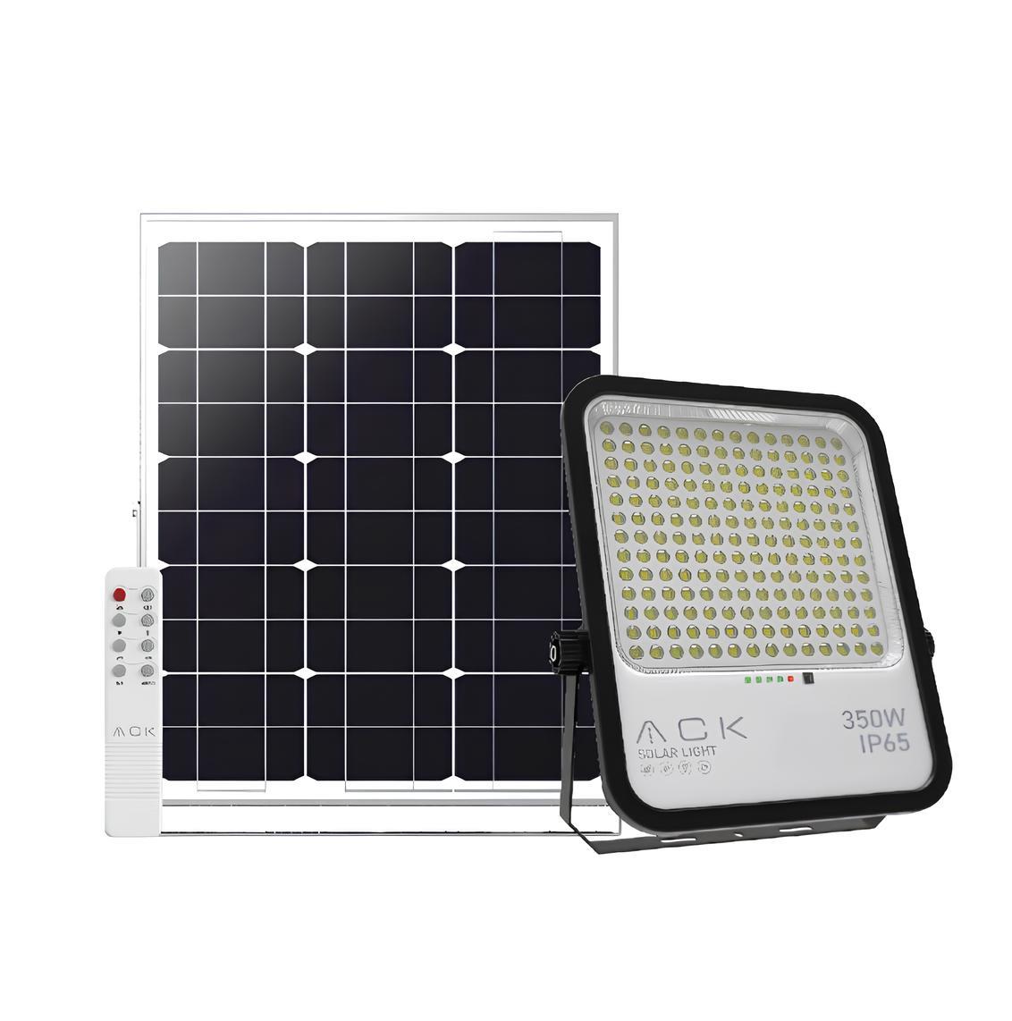 Ack 350 W Kumandalı Solar Led Projektör Siyah Kasa Beyaz Işık AT65-19832