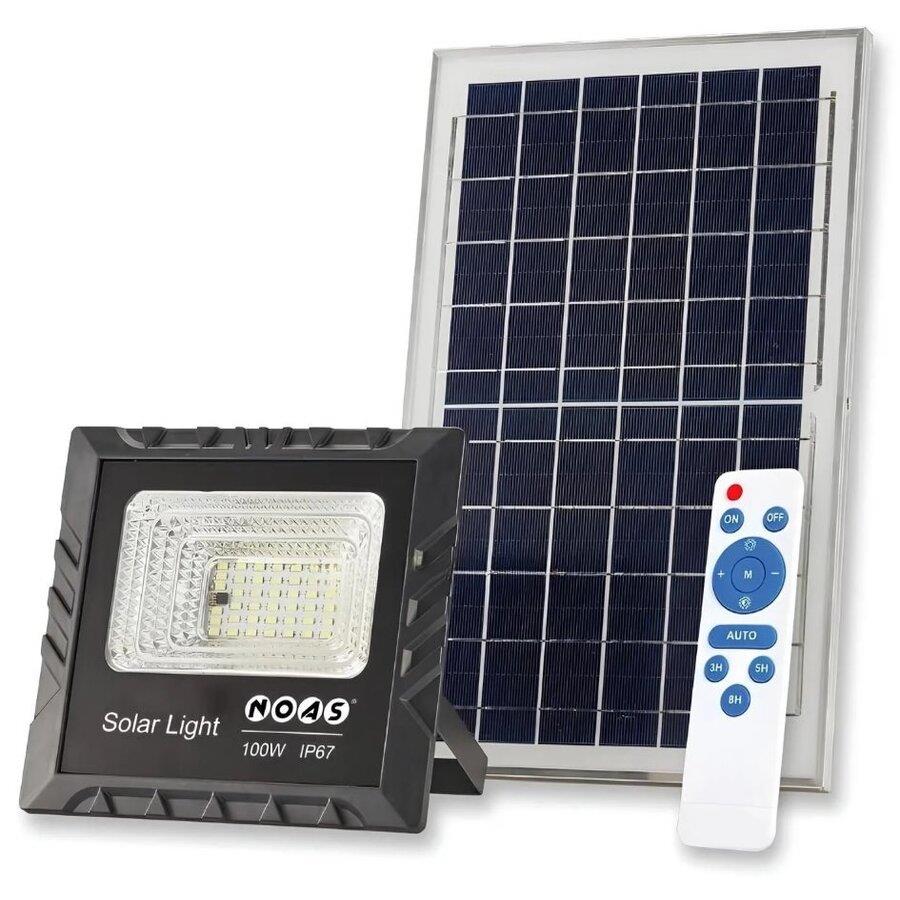 Noas 100 Watt Güneş Enerjili Solar Projektör Kumandalı Beyaz Işık YL71-0101-S