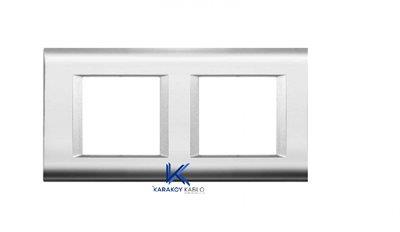 Panasonic Thea Sistema Chrome Metalik Beyaz İkili 2x2 mm Çerçeve 