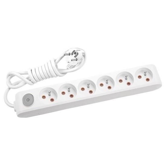 Viko Multi-let Altılı Priz Anahtarlı Ups Topraklı Kablolu Ç. K. 2 Metre Beyaz