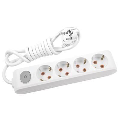 Viko Multi-let Dörtlü Priz Anahtarlı Topraklı Kablolu Ç. K. 1 Metre Beyaz