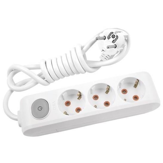 Viko Multi-let Üçlü Priz Anahtarlı Topraklı Kablolu Ç. K. 2 Metre Beyaz