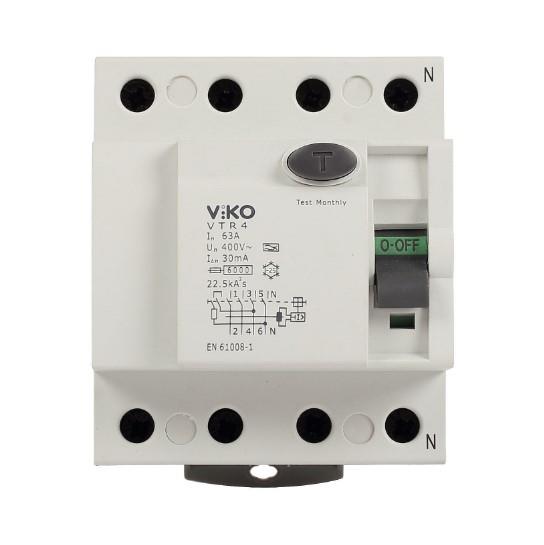 Viko VTR4-100300 4x100A 300mA AC Tip Kaçak Akım Koruma Rölesi