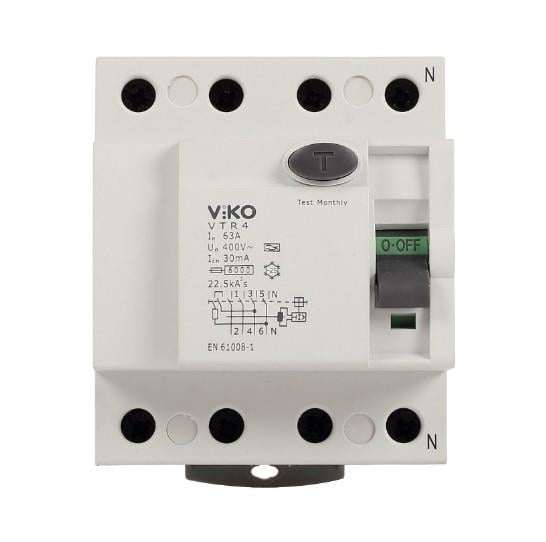 Viko VTR4-6330 4x63A 30mA AC Tip Kaçak Akım Koruma Rölesi