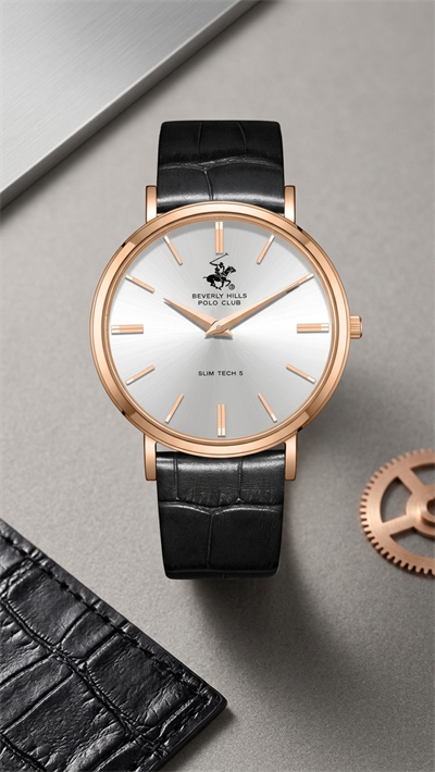 Beverly Hills Polo Club BP3885X.431 Gümüş Kadran Siyah Deri Kordon Rose Gold Erkek Kol Saati