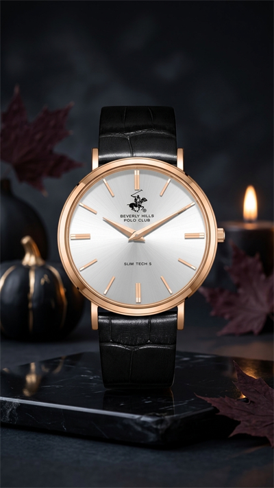 Beverly Hills Polo Club BP3885X.431 Gümüş Kadran Siyah Deri Kordon Rose Gold Erkek Kol Saati