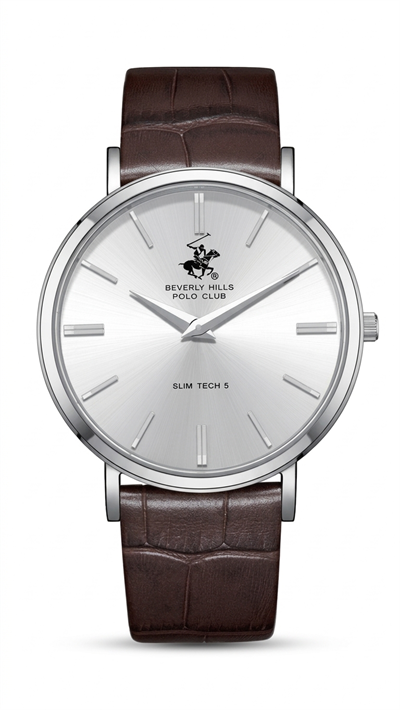 Beverly Hills Polo Club BP3885X.362 Gümüş Kadran Kahverengi Deri Kordon Erkek Kol Saati