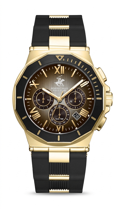 Beverly Hills Polo Club BP3887X.151 Siyah Silikon Kordon Gold Erkek Kol Saati.
