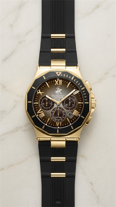 Beverly Hills Polo Club BP3887X.151 Siyah Silikon Kordon Gold Erkek Kol Saati.