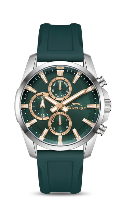 Slazenger SL.09.2523.2.03 Koyu Yeşil Silikon Kordonlu Erkek Kol Saati