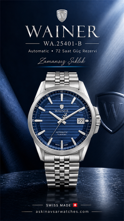 Wainer WA.25401-B Swiss Made Otomatik Erkek Kol Saati